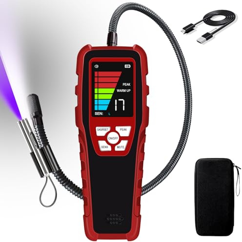 Aprvtio ALD-200 Plus Detector de Fugas de refrigerante, Detector de Fugas de Aire Acondicionado con 3 Modos de sensibilidad, Detector Profesional de Fugas de halógeno con sensibilidad de 0,14 oz/año