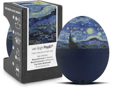 Van Gogh PiepEi - Singende Eieruhr zum Mitkochen - Eierkocher | Zusammen mit den Eiern kochen: Spielt für weich, mittel & hart eine Melodie - Lustiger & funktionaler Eggtimer - Musik Kochei