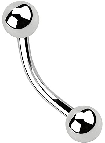 Intimate Piercing Titanium Curved Barbell 1,6 x 8 mm +2 Titanium Balls 5 MM
