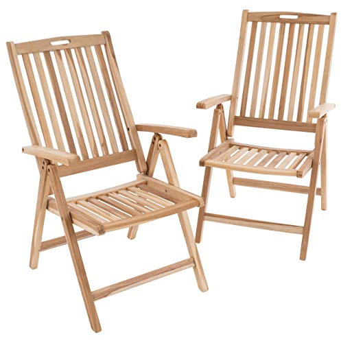 Divero 2er Set Klappstuhl Granada aus Teak-Holz, unbehandelt – Farbe: Natur-Braun