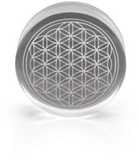 Vault 101 Limited 30mm Flower of Life Glass Ear Plug - Laser Engraved