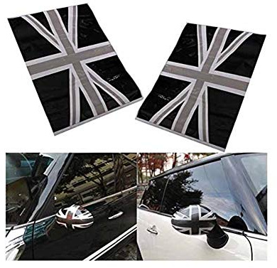 Alamor 2Pcs Black Union Jack Flag Vinyl Mirrors Stickers compatible with Mini Cooper