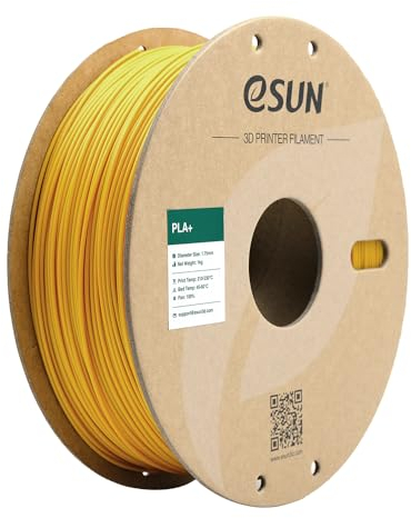 eSUN PLA+ Filament 1.75mm, 3D Drucker Filament PLA Plus, Maßgenauigkeit +/- 0.03mm, 1kg Spule (2.2 LBS) 3D Druck Filament für 3D Drucker, Dunkel Gelb