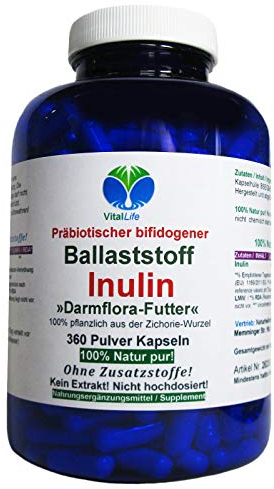 Ballaststoff Inulin 360 Pulver Kapseln Natur Pur NICHT hochdosiert KEIN Extrakt OHNE Zusatzstoffe OHNE Füllstoffe. 26336