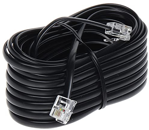 Jafsal Online Cavo di prolunga ADSL RJ11 ad alta velocità, connettori placcati oro, maschio a maschio, router o modem a RJ11, ideale per presa telefonica o microfiltro, cavo fisso, 2 m, nero
