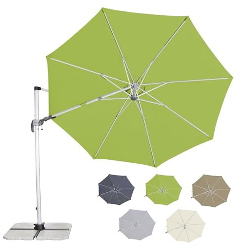 Doppler Sonnenschirm für den Garten SP-AZ 330cm Fresh Green - Pendelschirm knickbar + drehbar + neigbar - Gartenschirm mit UV-Schutz 50+ - Kurbelschirm aus Aluminium - regenabweisendes Polyester-Dach