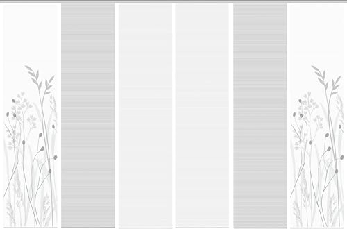 VISION S Schiebegardinen GRASIL, halbtransparent, Höhe 260 cm, grau Bambusoptik, Farbe:grau, Größe:260 x 60 cm, Anzahl:6er Set (2X, 2X, 2X)