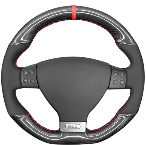 MEWANT Auto Lenkradbezüge Wrap für Golf 5 Mk5 GTI Golf 5 R32 Passat R GT 2005 DIY Hand Nähen