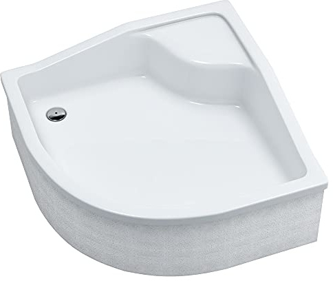 Sellon24® Duschwanne mit Träger Weiß Stabil Glatt Dusche Styroporträger EPS Duschkabine Duschtasse Acryl Viertelkreis R55 Befliesbar Tief (90x90x41/26_R55)