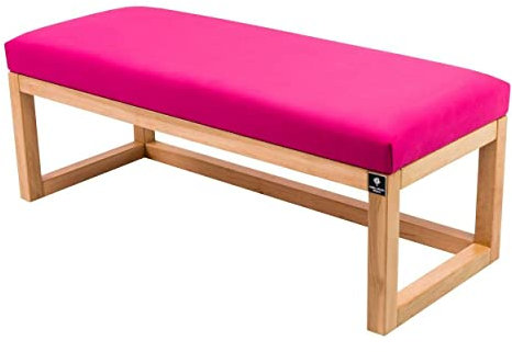 EMRA WOOD M-Deko LPG-2 Holz Sitzbank Polsterbank Sitzbezug Velours Pink Gestell Massivholz Erle Natur Breite 70cm