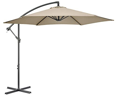 CHRISTOW Banana Parasol 3m – Cream, Large Cantilever-Style Umbrella for Garden Patio, UPF30+ UV Protection, Steel Frame, Overhanging Polyester Canopy, Crank Handle & Locking Lever