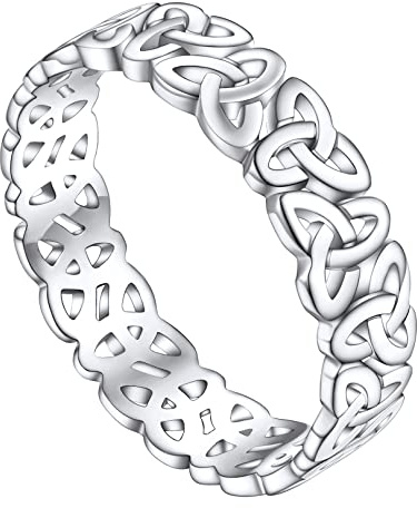 FOCALOOK Ring Silber 925 Damen Keltischer Ring Silber Herren Ringe 925 Unendlichkeit/Kette/Olivenblatt/Stern Ring Silber Eheringe Verlobungsring Silber Schmuck Damen Ringgröße 47mm bis 67mm