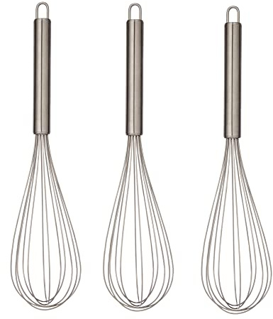 Best House Stainless Steel Whisk, Kitchen Balloon Whisk, Egg Whisk Beater - 3 PCS Combo (10 + 12 + 16) Hand Whisk Perfect for The Kitchen Blending, Beating, Whisking, Cooking, Stirring and Baking