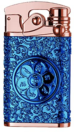 SKRFIRE Accendino elettronico personalizzato con accendino USB ricaricabile senza accendino al plasma con giradischi di decompressione e confezione regalo (blu)