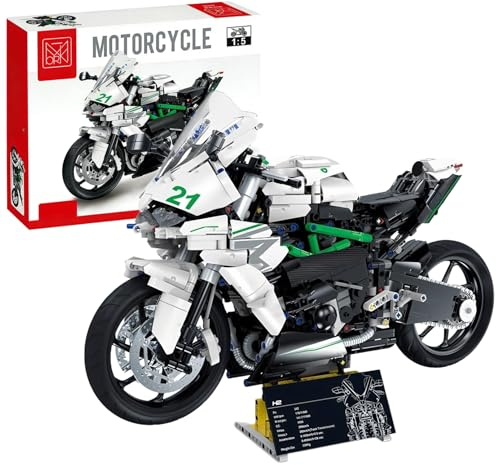 Auforua Technik Motorrad Bausatz, 1:5 Groß Motorrad Modellbausatz, 2022-tlg MOC Klemmbausteine Motorrad Set, Technik Motorrad Bausteine