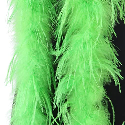 Flauschige Federboa zum Basteln, Federboa,Länge 200cm,Feder-Schal,Straußenfedern Verkleidungszubehör,Halloween-Handwerk,Hochzeitsdekoration,Federstola Federschal Kostüm Karneval Mottoparty,Grün