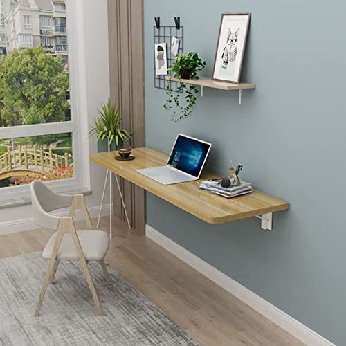 FAIPOI Faltbarer Wandtisch Wandklapptisch mit Stahlhalterungen Wand Klapptisch 70x30cm 100x30cm 60x40cm 120x40cm Küchentisch Esstisch Schreibtisch Computer Tisch (Color : Natürlich, Size : L40xW30cm)