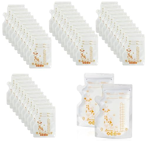 CUHZA 40 Stück Muttermilchbeutel, vorsterilisierte Aufbewahrungsbeutel, Muttermilch Aufbewahrungsbeutel, 250ml Muttermilchbeutel zum Einfrieren, Selbststehender, Verdickt, Kann Eingefroren Werden