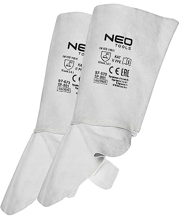 NEO TOOLS Hochwertige Schweißerschuh-Schutzabdeckungen, Effektiver Schutz | Vor Funken und Hitze, Verstellbarer Riemen, Für eine optimale Passform, Ideal für Schweißarbeiten