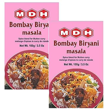 MDH Various Seasoning Masala Powder - Spices Mix Curry Recipe Mixes Casserole Seasoning Herbs - Spice Blend for Indian Biryani & Rice Dishes (Biryani Bombay Masala (100g), Pack of 2)