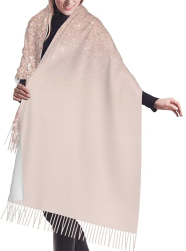 Rotgoldener Kunstglitzer-Strickschal mit Fransen, warmer Schal, Damenschal, stilvolles und gemütliches Accessoire für modische Frauen, Roségold, künstlicher Glitzer., One size
