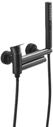 BiaoTeng Badewannenarmatur Mit Handbrause Schwarz Wandmontage Mischbatterie Badarmatur Messing Badewannen Amaturen Set, Schwarz