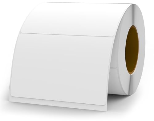 YIKIADA 500 stycken vita etiketter 50 × 76 mm självhäftande vinyl självhäftande etiketter för märkning vattentät dekal rulle för flytttavla marmelad