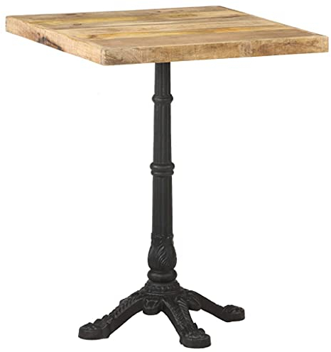 CIADAZ Bistrotisch 60x60x77 cm Raues Mangoholz, Stehtisch, Balkontisch, Partytisch, Biertisch, Beistelltisch, Bierkasten Tisch - 321084