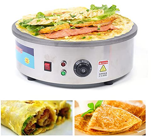 VonVVer Roti Maker - Prensa para crepes (45 cm, 2800 W, antiadherente, 150 – 280 ℃, calentador de doble cara, para crepes dulces, crepes)