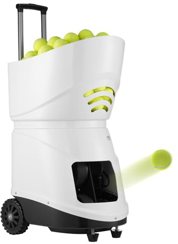 VEVOR Machine à balles de Tennis, 150 balles, Lanceur Automatique de balles de Tennis Portable, perceuses multimodes à 5 Moteurs, Plus de 2 Heures de Jeu, Batterie Rechargeable, télécommande Via app