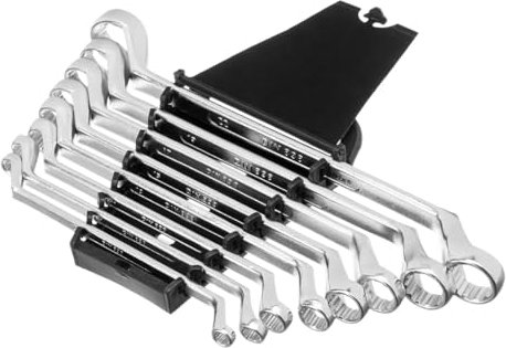 DTU24 Ringschlüsselsatz mit 8-tlg. 6-22 mm/CR-V | Satz gebogener Ringschlüssel, verchromt, Ringschlüssel