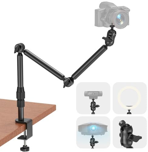 Rodison Support de Caméra de Bureau Overhead, Support de Webcam de 78,9 avec Vis 1/4, Pince C avec Bras de Microphone Réglable à 360° pour Caméras DSLR, Ring Light, Projecteur, Webcam, Microphone.
