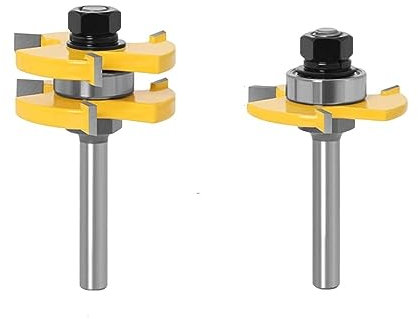 2Pcs 8mm 12mm 1/2 Schaft Nut und Feder Fräser Set HolzbearbeitungZapfen Cutter Zwischen Gürtel Lager fräser(8mm)