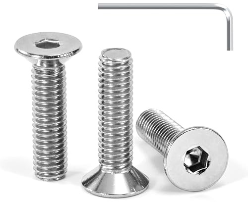 Tunejoy 30 Stück Senkkopfschrauben M5 x 20 mm Senkschrauben Edelstahl A2 V2A Senkkopf Innensechskant DIN 7991 Vollgewinde mit Inbusschlüssel