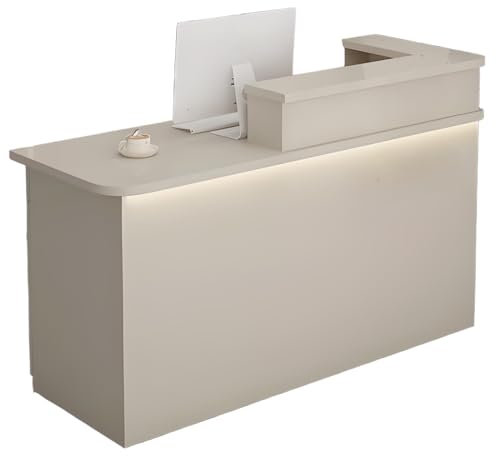 Snaweo Empfangstheke mit Tresen für Salon, toller Empfangstresen mit abschließbarer Schublade, minimalistischer kompakter Rezeptionstheke, für Homeoffice und Büro, platzsparend(Cream white,120cm/47in)