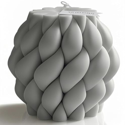 Hyznengu Knot Ball Candle - Stort handgjort doftande sojavax pelarljus med elegant bubbla estetisk, inflyttningspresent, hylla och soffbord mittpunkt, fantomgrå (stor)