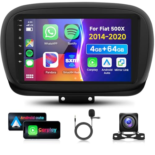 4G 64G VECHTEL 9Autoradio Bluetooth per Fiat 500X 2014-2020 Carplay Android Auto Wireless,DSP EQ,1280 * 720,Wifi GPS Navi,Mirror link,RDS/FM Radio 2 din con Retrocamera AHD
