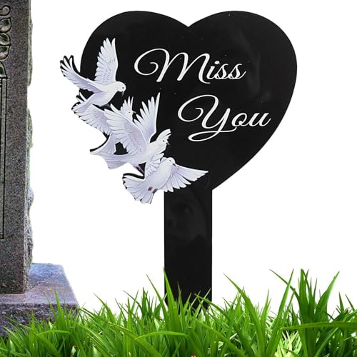 Marqueurs funéraires – Piquet en acrylique 2D pour jardin de cimetière | Marqueurs de tombe élégants | Piquet de commémoration | Acrylique 2D pour pelouse de cimetière | Forme de cœur et de croix pour