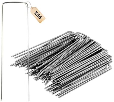 WangChaoJiu 56 PzPicchetti Telo Pacciamatura, 15 cmPicchetti per Telo Pacciamatura, Picchetti Ancoraggio, Picchetti a U Giardino, Paletti per Recinzione Tenda da Campeggio Tessuto Erba Artificiale