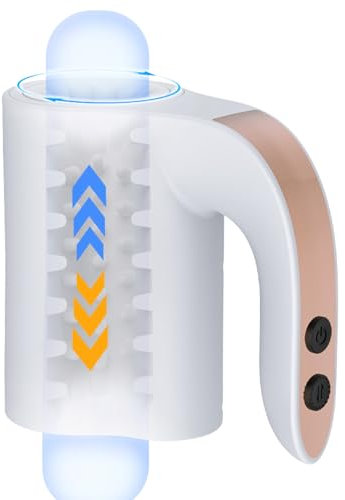 Jouet Sexuel pour Homme-Masturbateur Masculin Automatique avec 10 Modes Télescopique et Rotation, Masculins Pompe à Pénis avec Poignée, Véritable Machine à Fellation (Blanc)