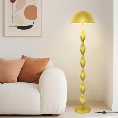 Kreative Vintage-Pilzleuchten für das Wohnzimmer, 63 einzigartige LED-Stehleuchte in Gold, 3 Farben, modern, dimmbar, hohe Leuchtkraft, minimalistische Leseleuchte für Esszimmer, Büro, Schlafzimmer