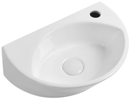 Kompaktes Keramik-Waschbecken – kleines Eck-Handwaschbecken mit Abwasserschlauch, Wandmontage oder Aufsatzinstallation