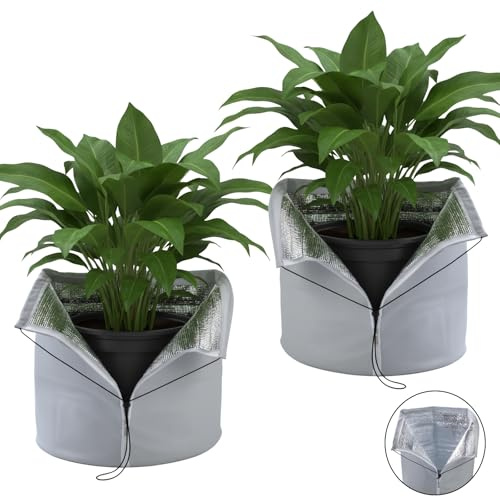 DTLLCZP Voile Hivernage Plante,2 pièces 65 x 70 cm avec Cordon de Serrage Isolation hivernale et Protection des Racines Protection des Racines Housse de Protection pour Plantes Réutilisable