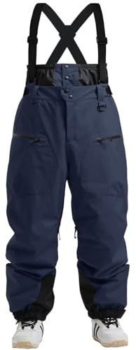 GSOU SNOW Herren Damen Skihose Baggy Snowboardhose Ski Hose Männer Snowboard Hose Oversize Schneehose mit Hosenträgern - Wasserdicht Winddicht Atmungsaktiv Warm