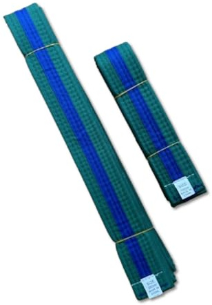 Martial Arts Green Belt with Blue Stripe, Karate, Taekwondo, Judo, Kickboxing, Adult 280cm and Children Sizes 150cm (Kids 150cm)