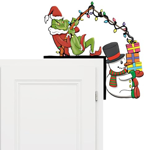 ZaoGoin Weihnachtsdeko Türrahmen, Holz Türrahmen Dekoration mit Klebepad, Lustige Weihnachtsfiguren Türdeko für Türen, Fenster, Wände, Weihnachtsdekoration für Zuhause