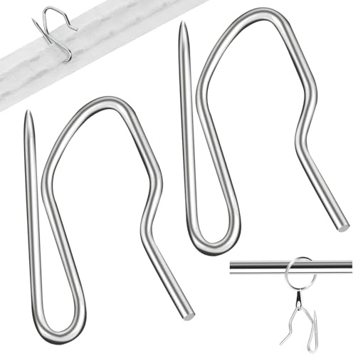 120 PCS Heavy Duty Zinc Metal Drapery Pin Hooks,Metal Curtains Hooks,Curtain Pin Hooks,Pinch Pleat CurtainHooks,Heavy Duty CurtainHooks for Windows,Doors,Shower Areas