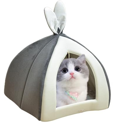 Kaninchenohr-Katzenbett – weiches -Nest aus Kristallsamt, gemütliches, Komfortables Höhlenhaus | Perfekt zum Schlafen von Kätzchen, Welpen und Hunden im Innenbereich, süßer, Warmer Kuschelplatz,