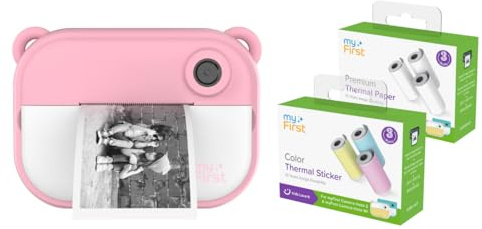 myFirst Insta Lot de 2 appareils photo à impression instantanée pour enfants, photo 12 MP vidéo 1080p, cadeau pour garçons et filles de 4 à 12 ans, carte microSD, impression thermique