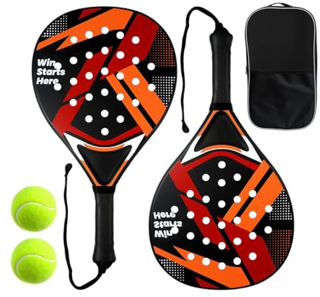 Tennisschläger-Set für Damen, leicht, rutschfest, professionelles Tennis-Paddel-Paar mit 2 Bällen und Aufbewahrungstasche, stoßfester EPE-Kern mit ABS-Rahmen, für Männer, Frauen, Jugendliche, drinnen